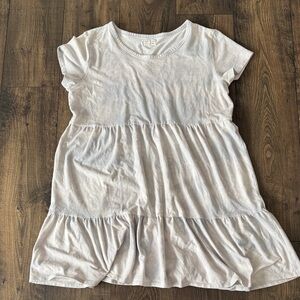 Maurices Ivory Short Sleeve Tiered Babydoll Dress